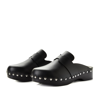 Hermes Calfskin Calya Mules 37 Black 2 of 6