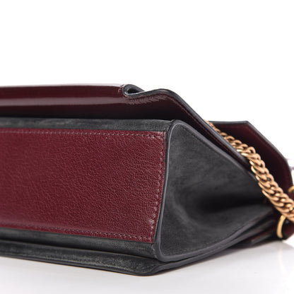 Givenchy Crinkled Patent Deerskin Suede Small GV3 Shoulder Bag Aubergine Graphite 7 of 9