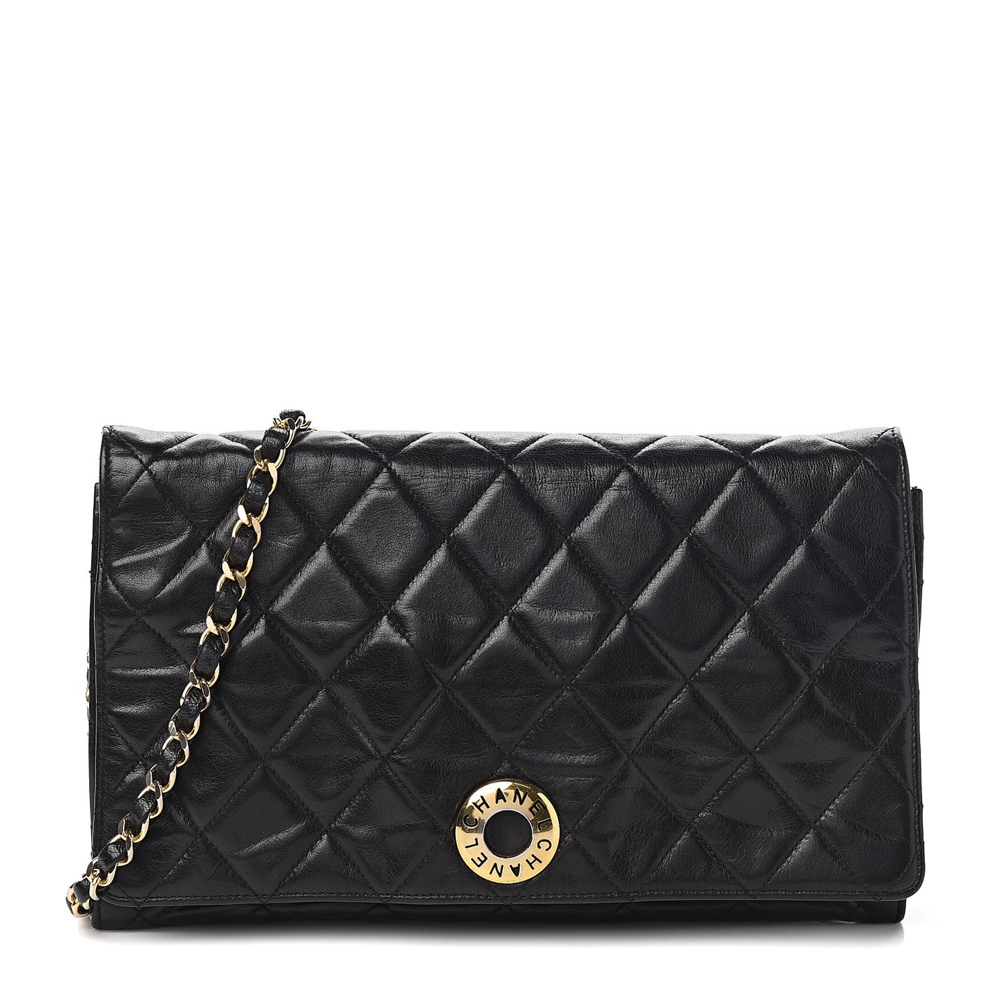 Lambskin Quilted Medium Single Flap Black
