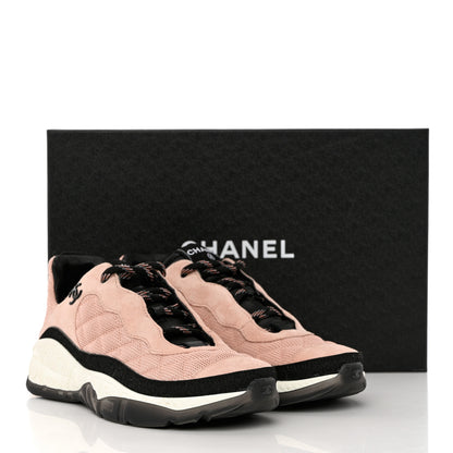 Chanel Mesh Suede Calfskin Quilted Sneakers 38 Pink Beige 10 of 10