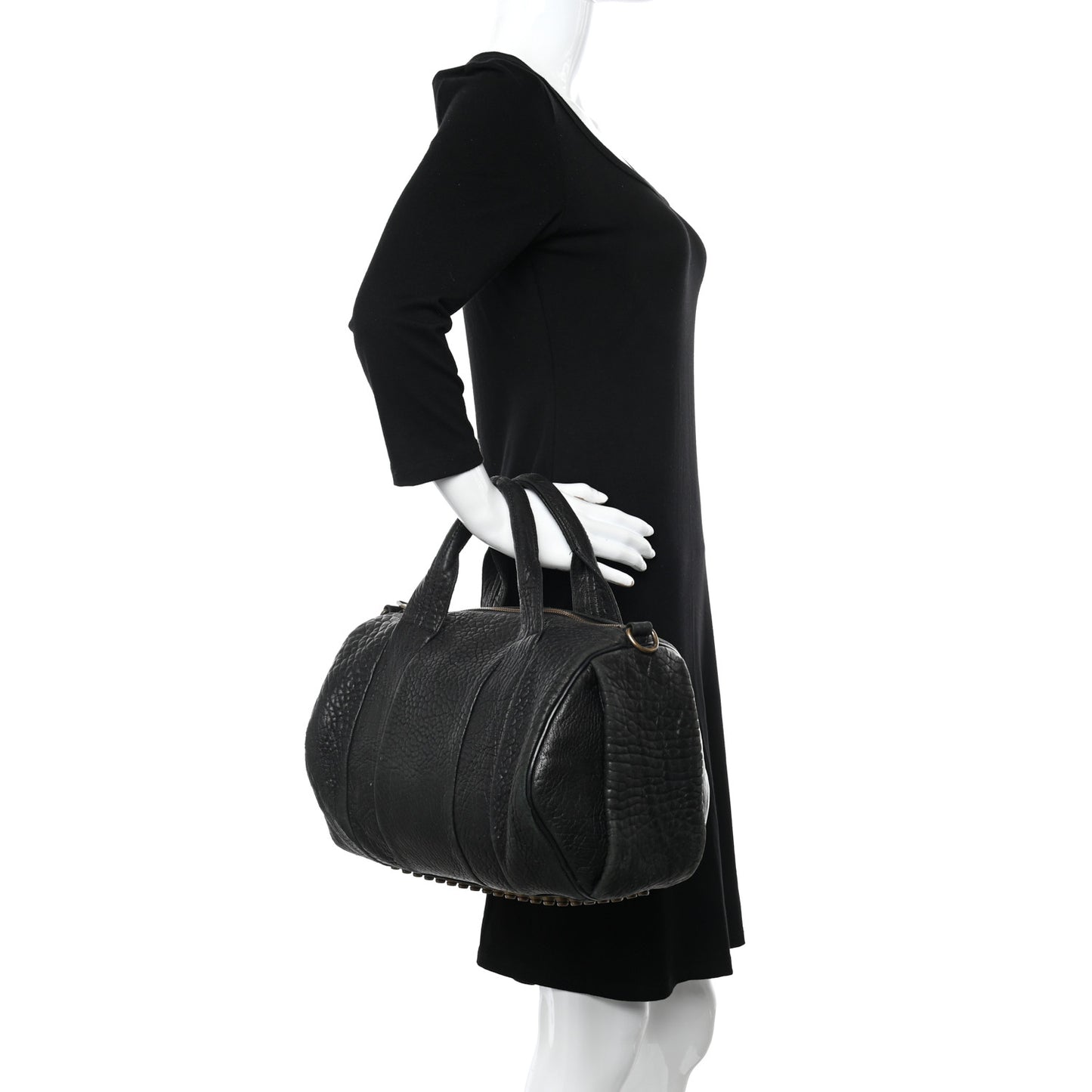 Pebbled Lambskin Rocco Black Antique Brass Hardware
