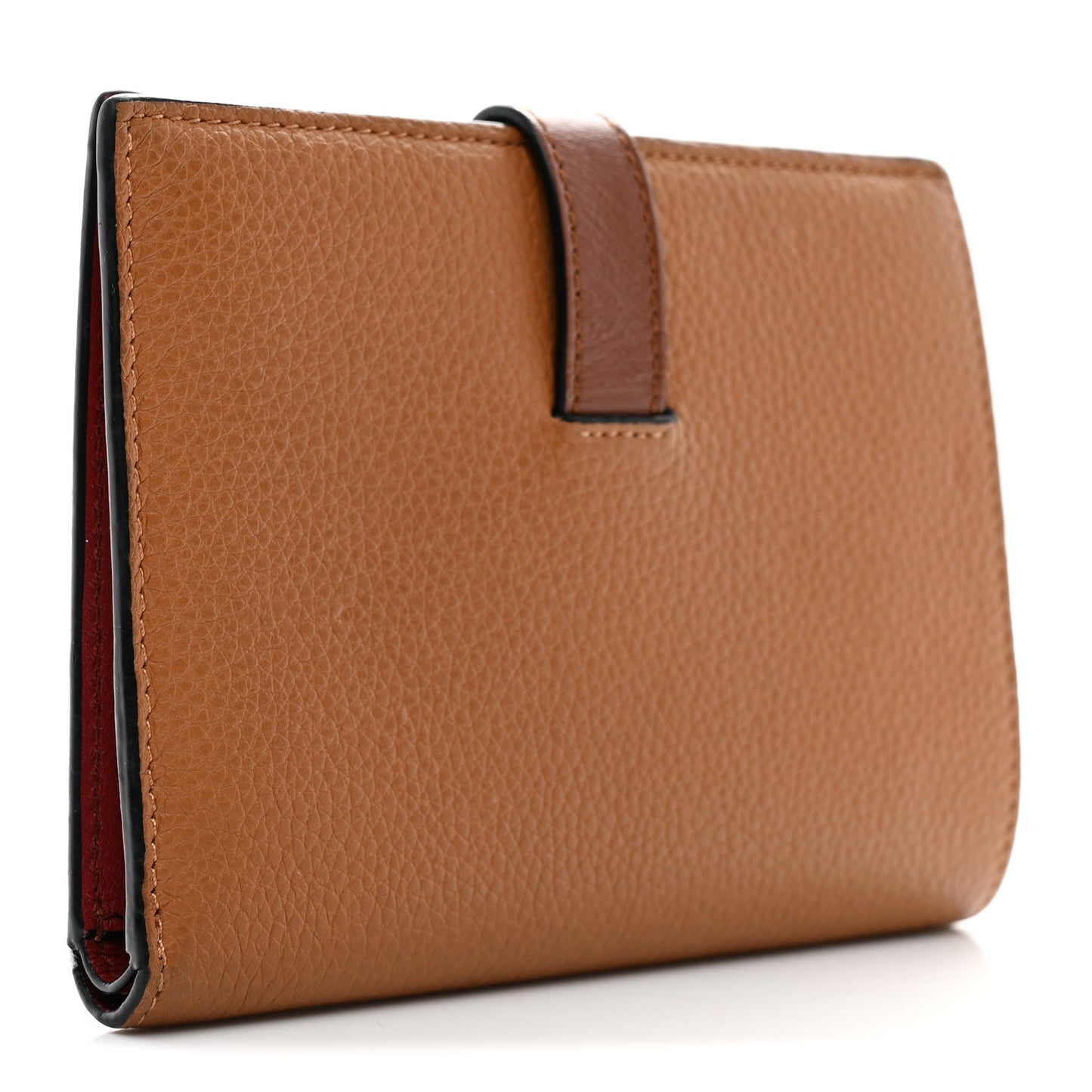 Grained Calfskin Small Vertical Wallet Honey Tan
