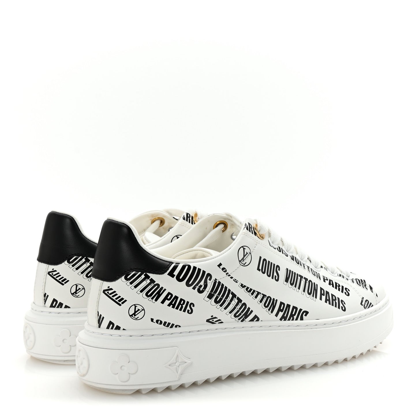 Calfskin Printed Time Out Trainer Sneakers 39 White
