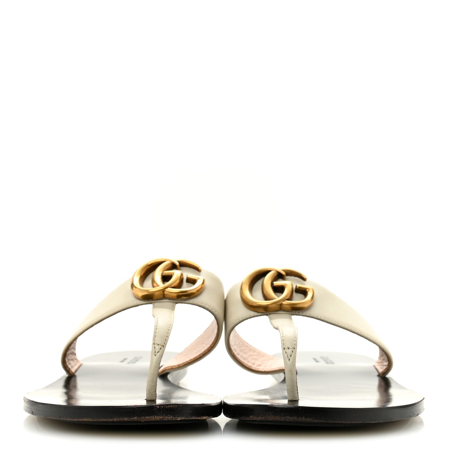 Gucci Calfskin GG Marmont Thong Sandals 36 Mystic White 1886178