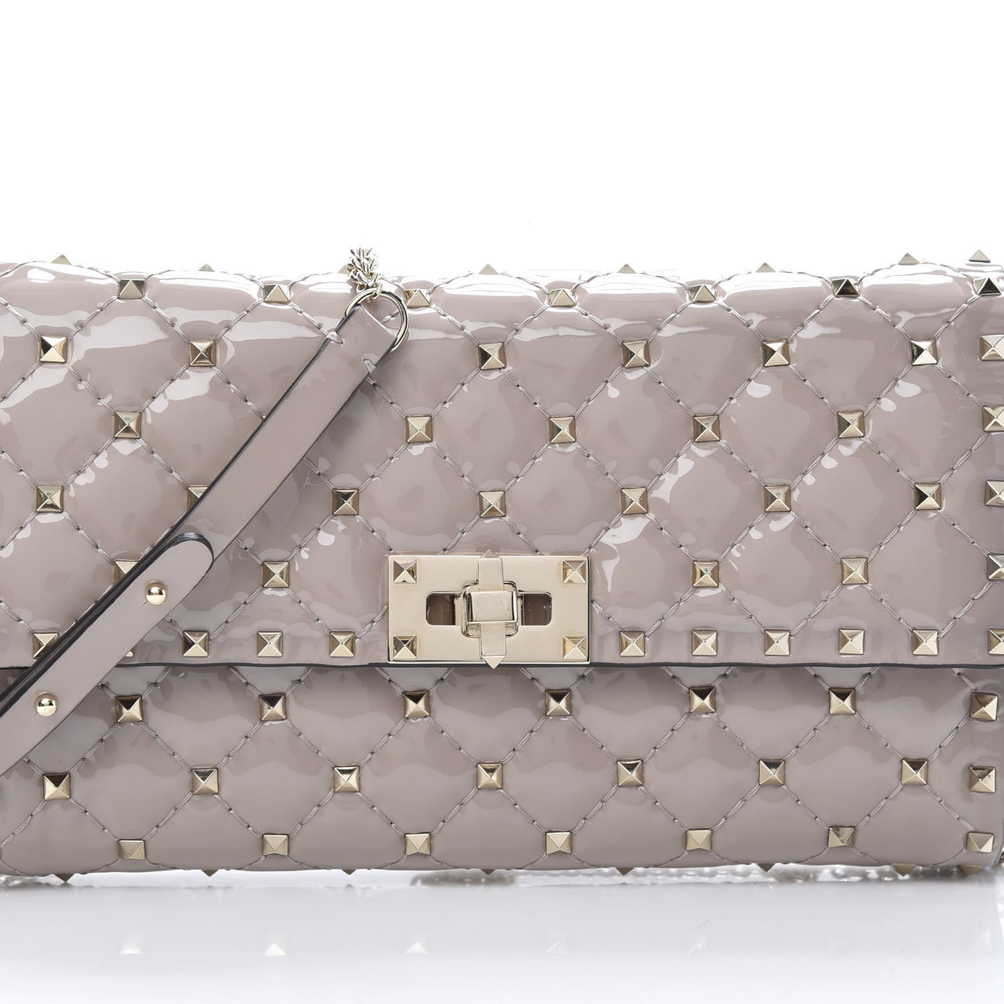Patent Rockstud Spike Wallet on Chain Poudre
