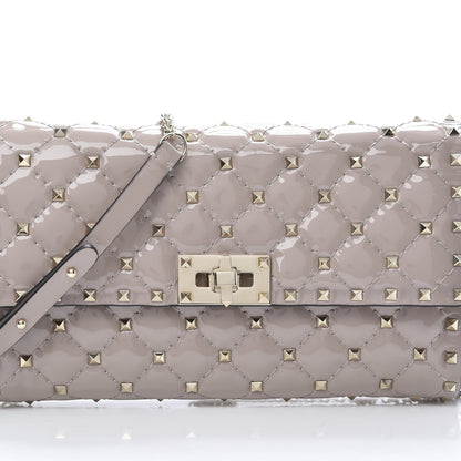 Valentino Garavani Patent Rockstud Spike Wallet on Chain Poudre 6 of 10