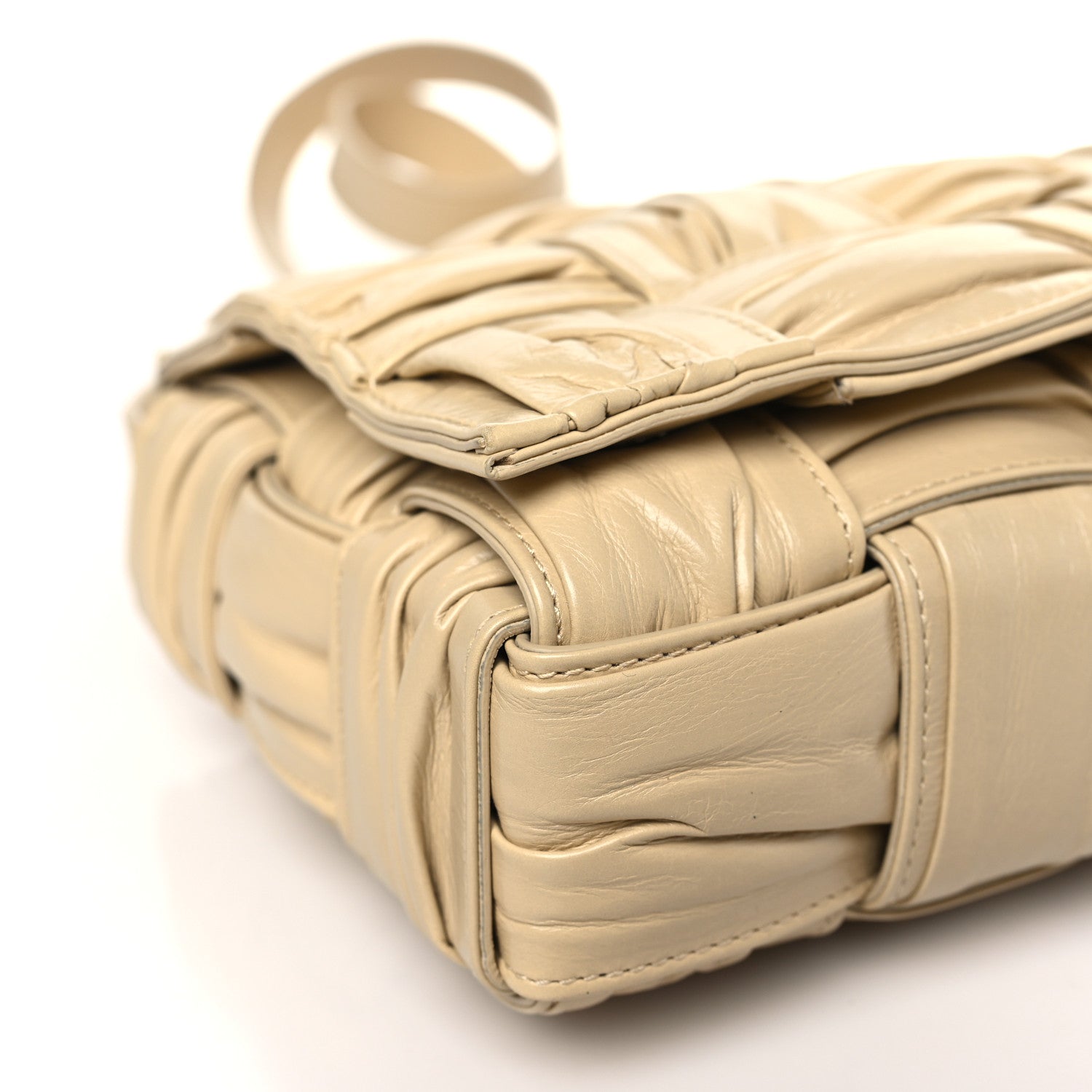 Bottega Veneta Calfskin Intreccio Plisse Cassette Crossbody Bag Porridge 7 of 8