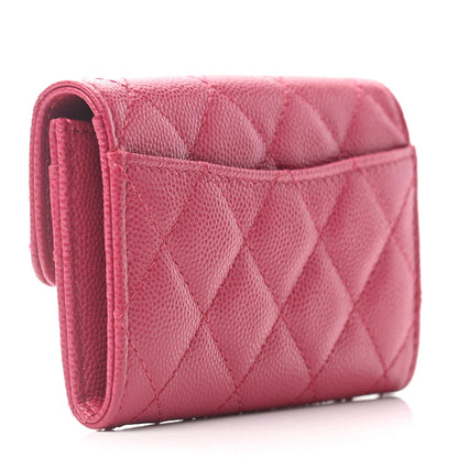 Chanel Caviar Quilted Flap Card Holder Wallet Dark Pink 3 of 7