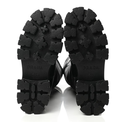 Prada Spazzolato Rois Re-Nylon Metal Triangle Logo Monolith Pouch Pocket 55mm Tall Boots 39.5 Black 6 of 8