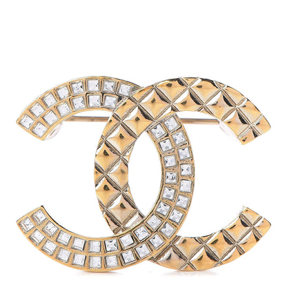 Chanel Baguette Crystal Quilted CC Brooch Gold 1 of 5
