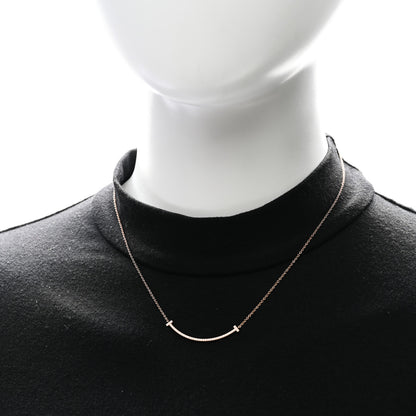 Tiffany 18K Rose Gold Diamond Small T Smile Pendant Necklace 2 of 6