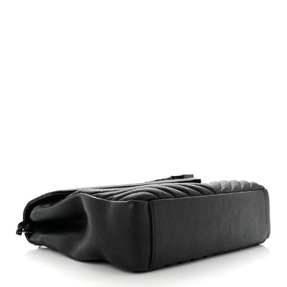 Saint Laurent Sheepskin Matelasse Chevron Monogram Monochrome Large College Satchel Black 4 of 10