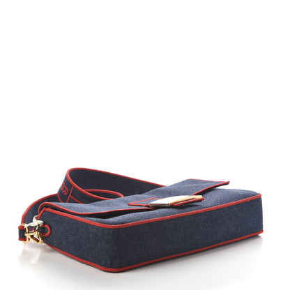 Fendi Denim Large Baguette Blue Rosso 4 of 11