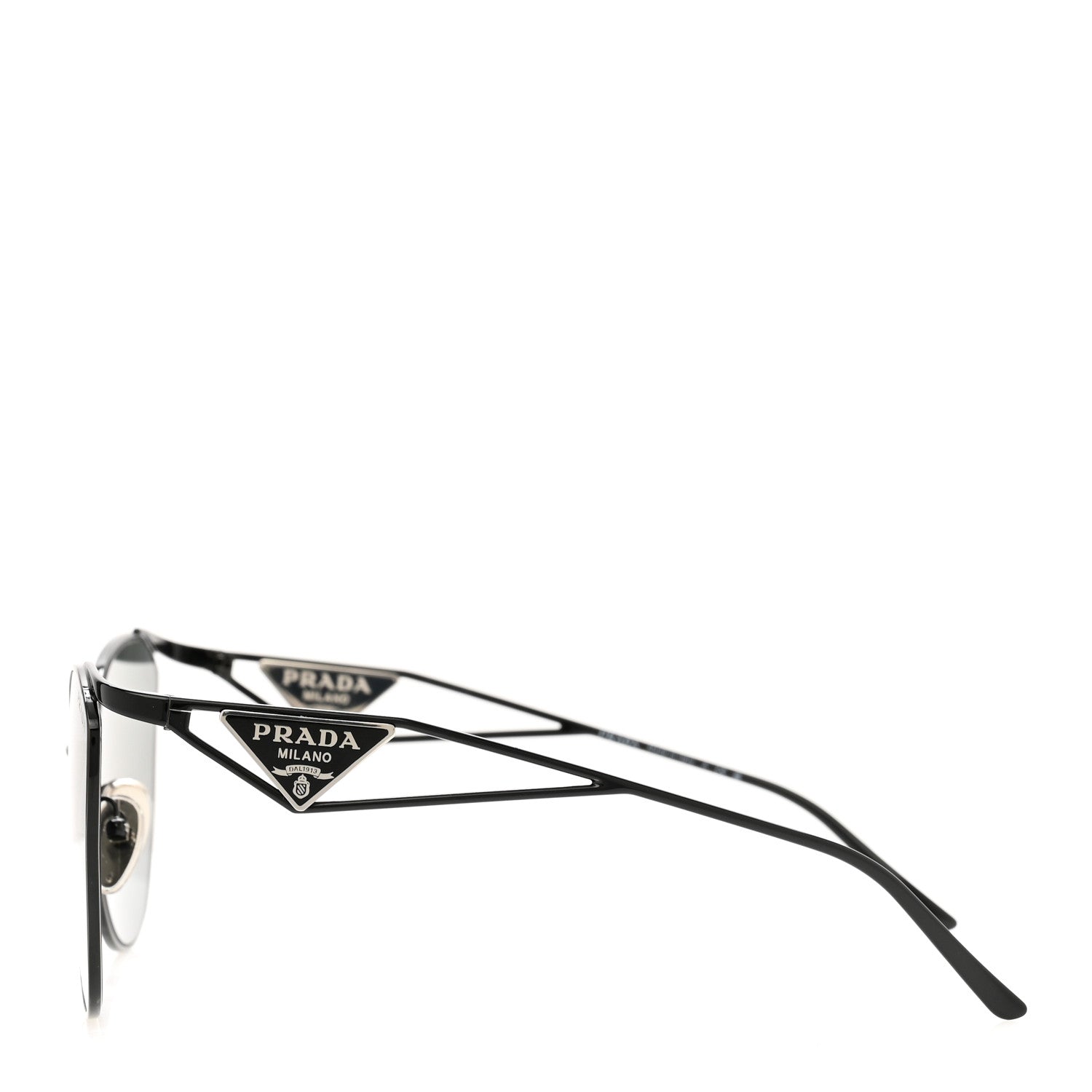 Prada Metal Symbole Triangle Logo Sunglasses SPR 50Z Black Grey 3 of 7