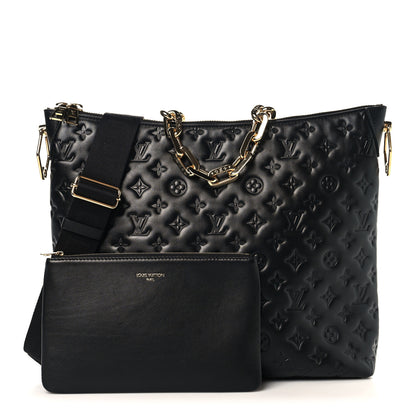 Louis Vuitton Lambskin Embossed Monogram Coussin Hobo MM Black 3 of 12