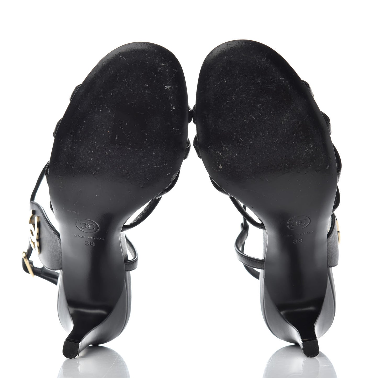 Lambskin CC Sandals 38 Black