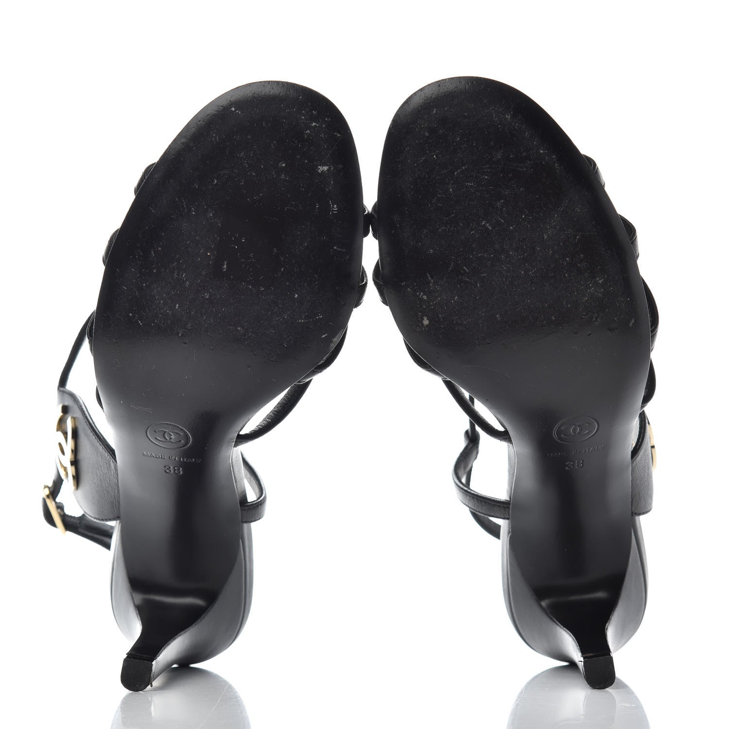 Chanel Lambskin CC Sandals 38 Black 6 of 10