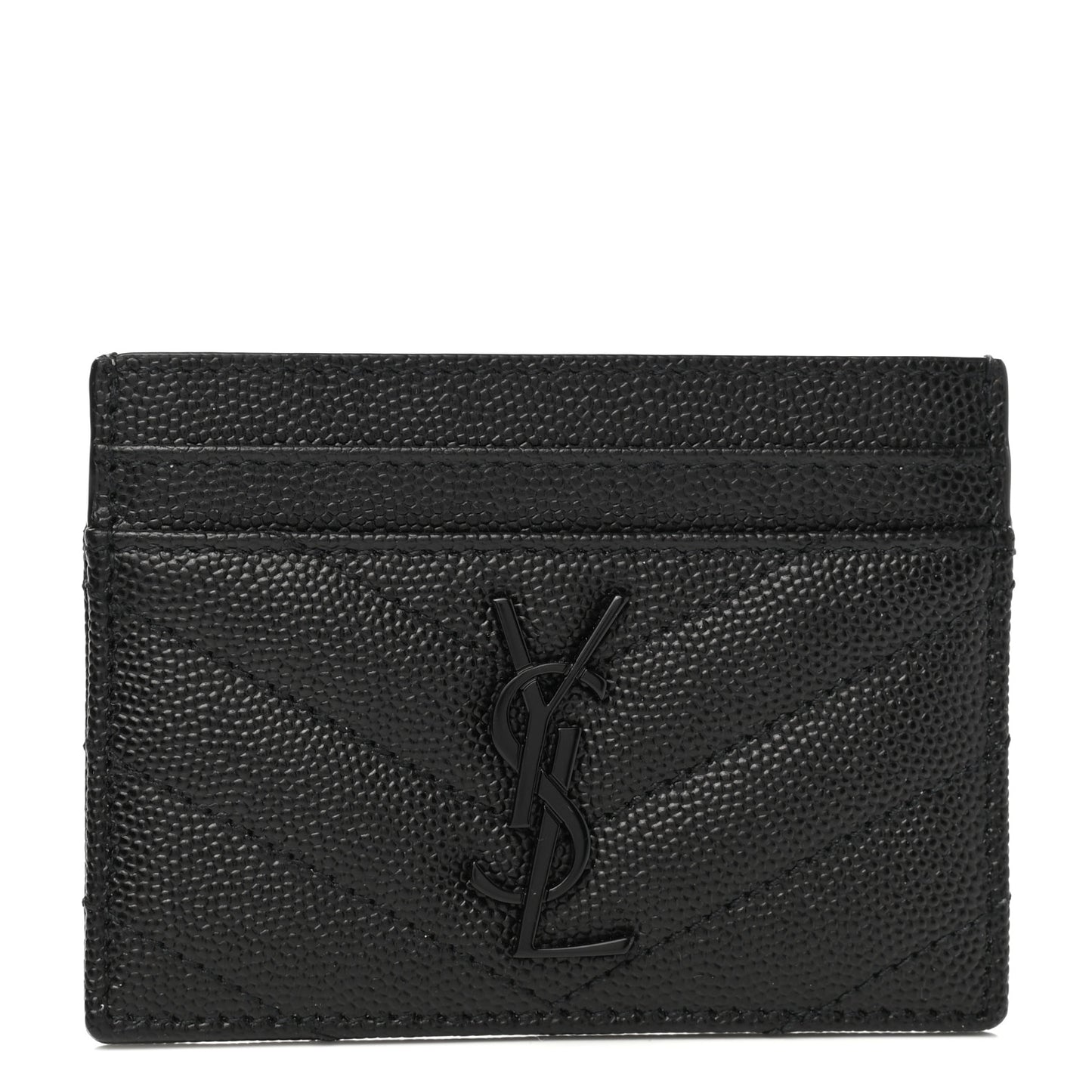 Grain De Poudre Matelasse Chevron Monogram Credit Card Case Black