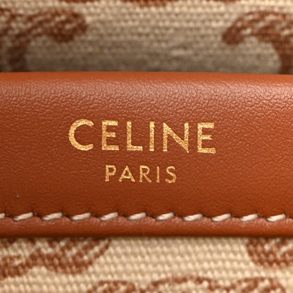 Celine Canvas Calfskin Triomphe Print Small Cabas Thais White 6 of 9