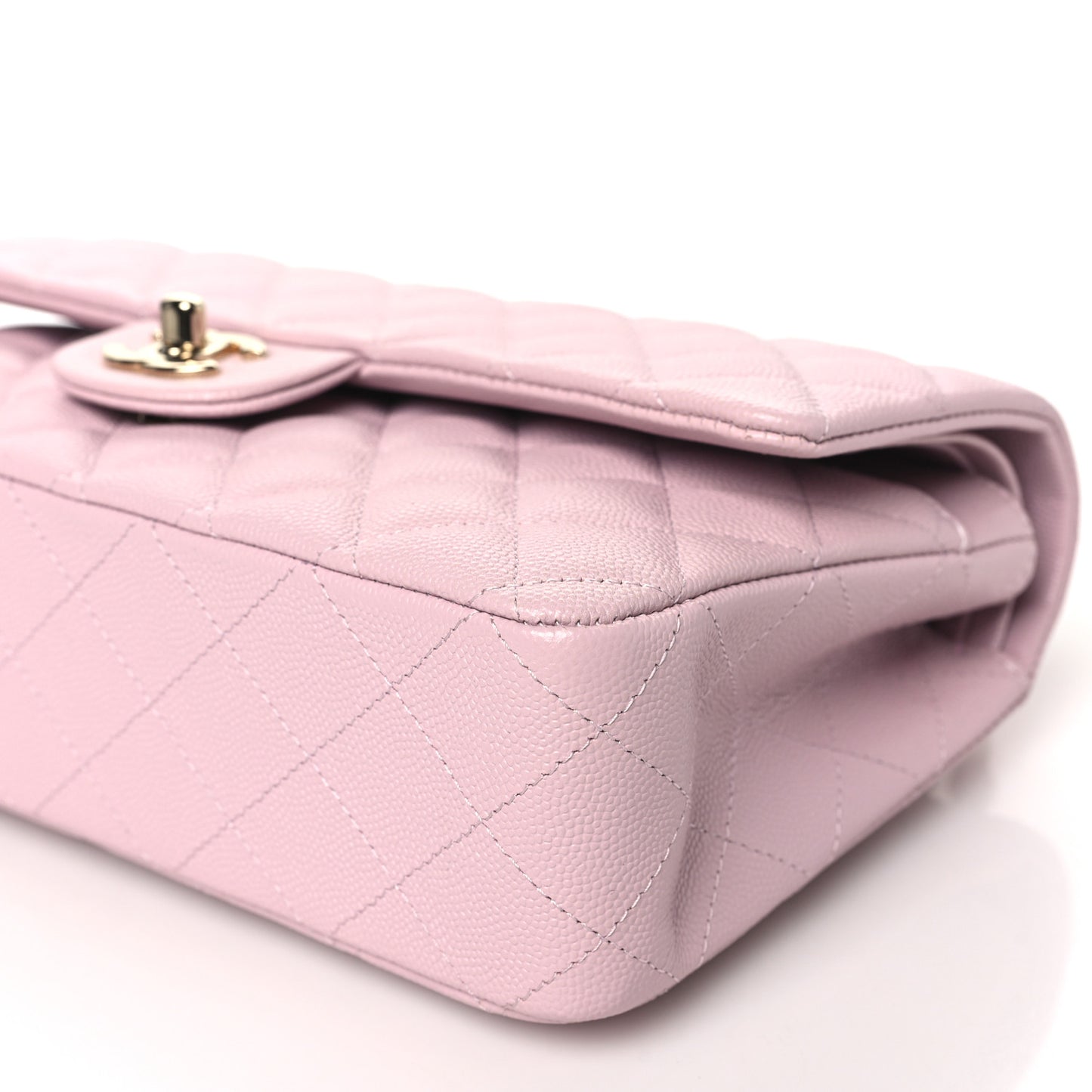 Caviar Quilted Medium Double Flap Light Pink