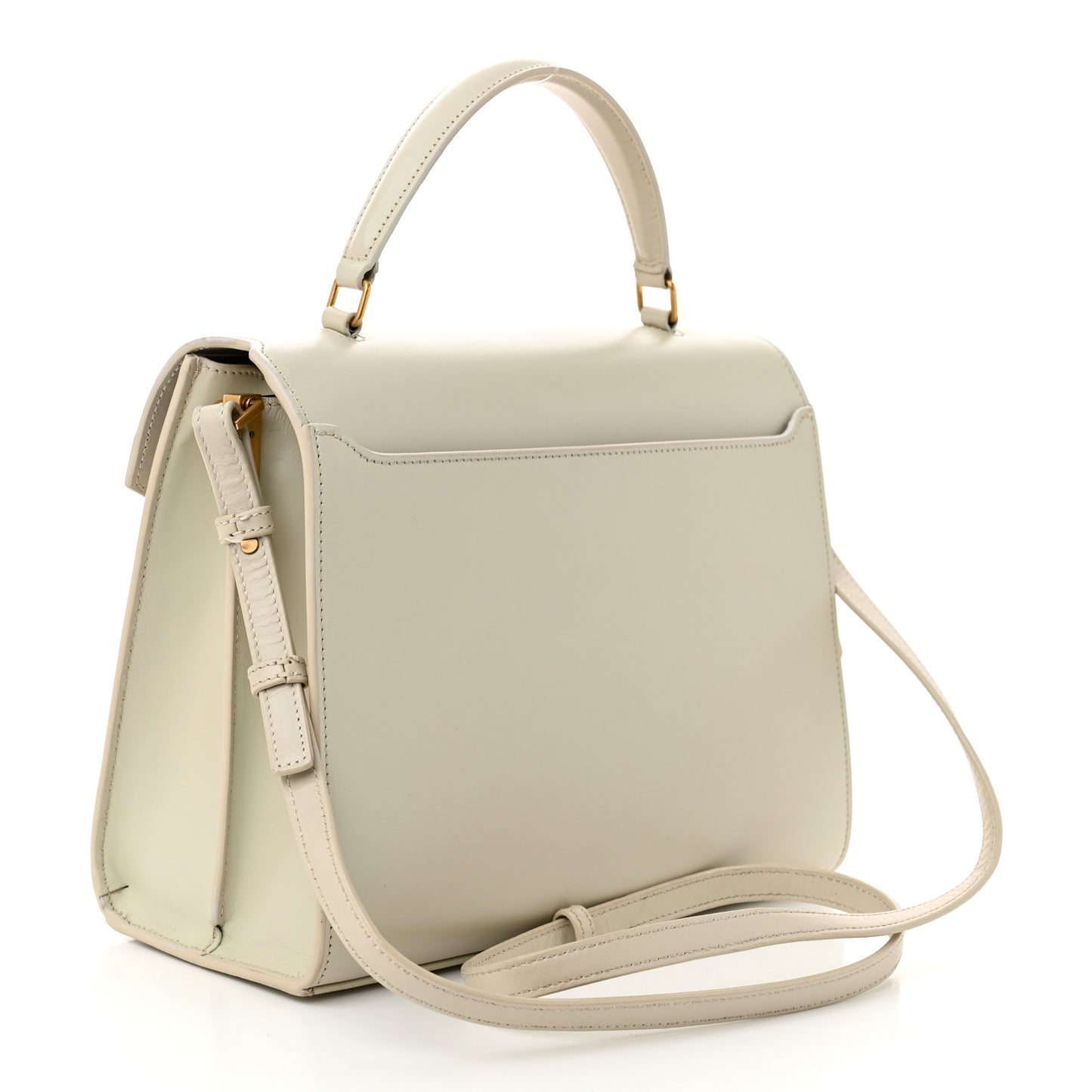 Smooth Calfskin Medium Classic Monogram Cassandra Top Handle Crema Soft Rouge Legion