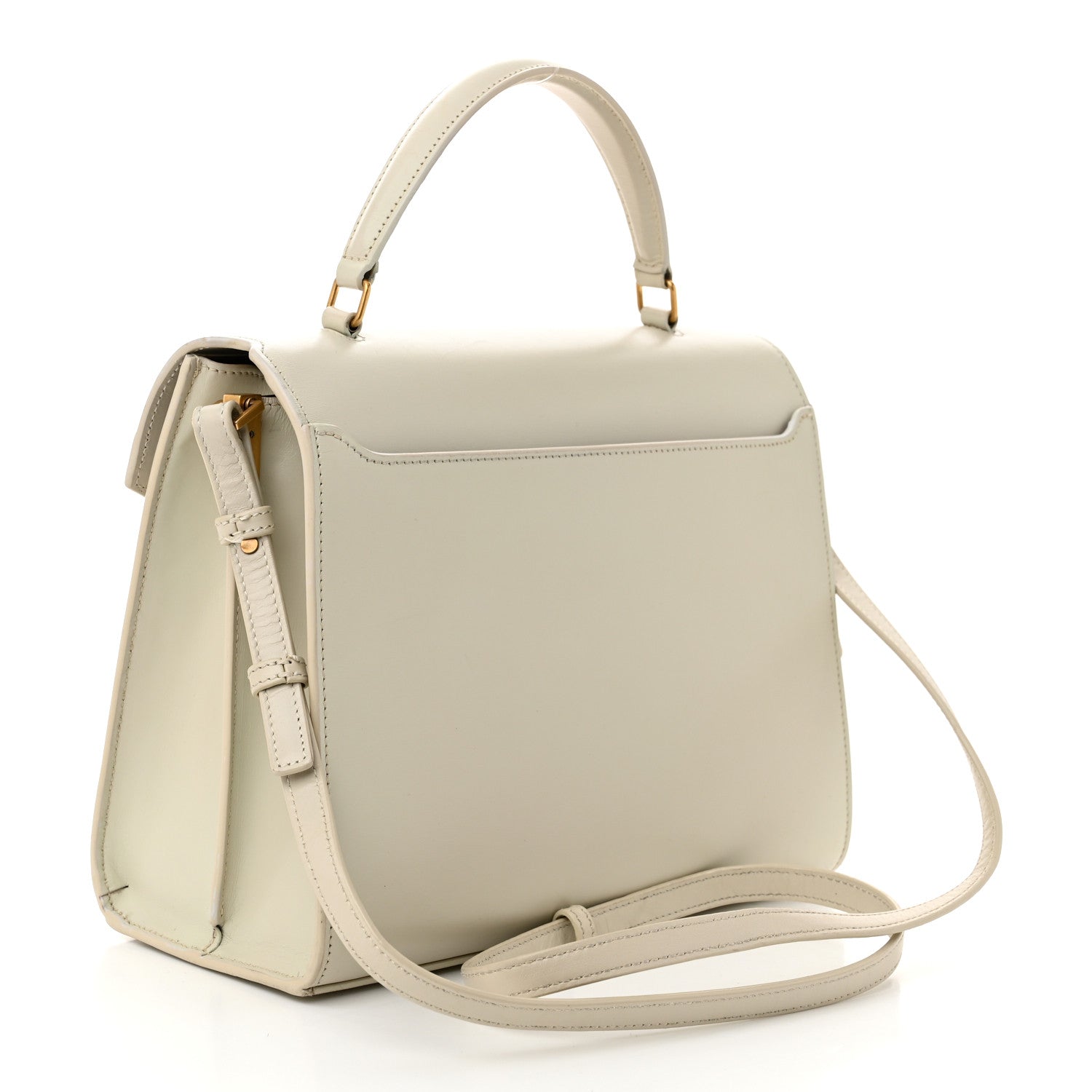 Saint Laurent Smooth Calfskin Medium Classic Monogram Cassandra Top Handle Crema Soft Rouge Legion 3 of 15
