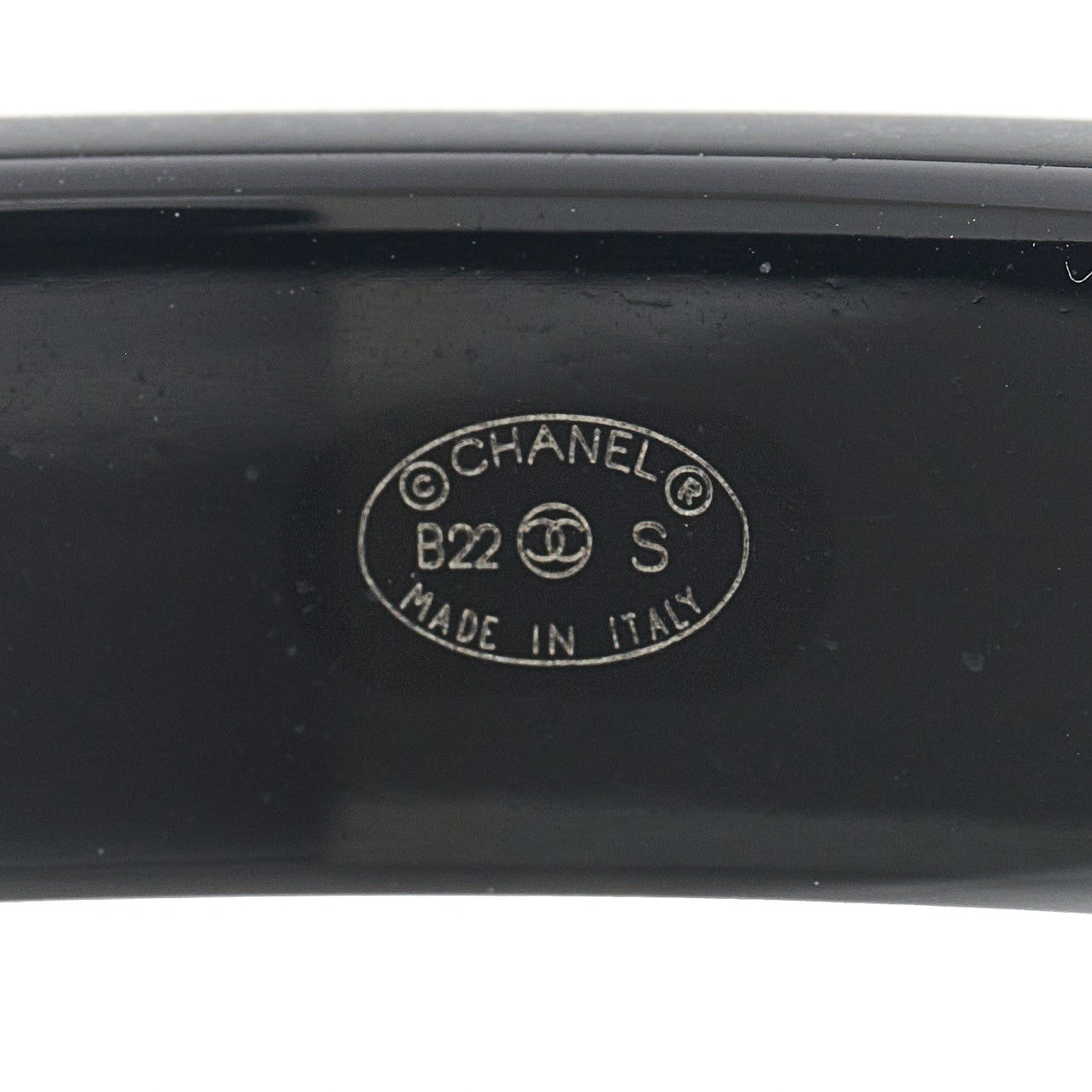 Chanel Resin Logo Bangle Bracelet Blue Black 3 of 4