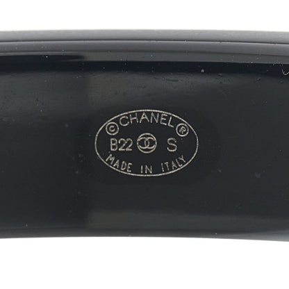 Chanel Resin Logo Bangle Bracelet Blue Black 3 of 4