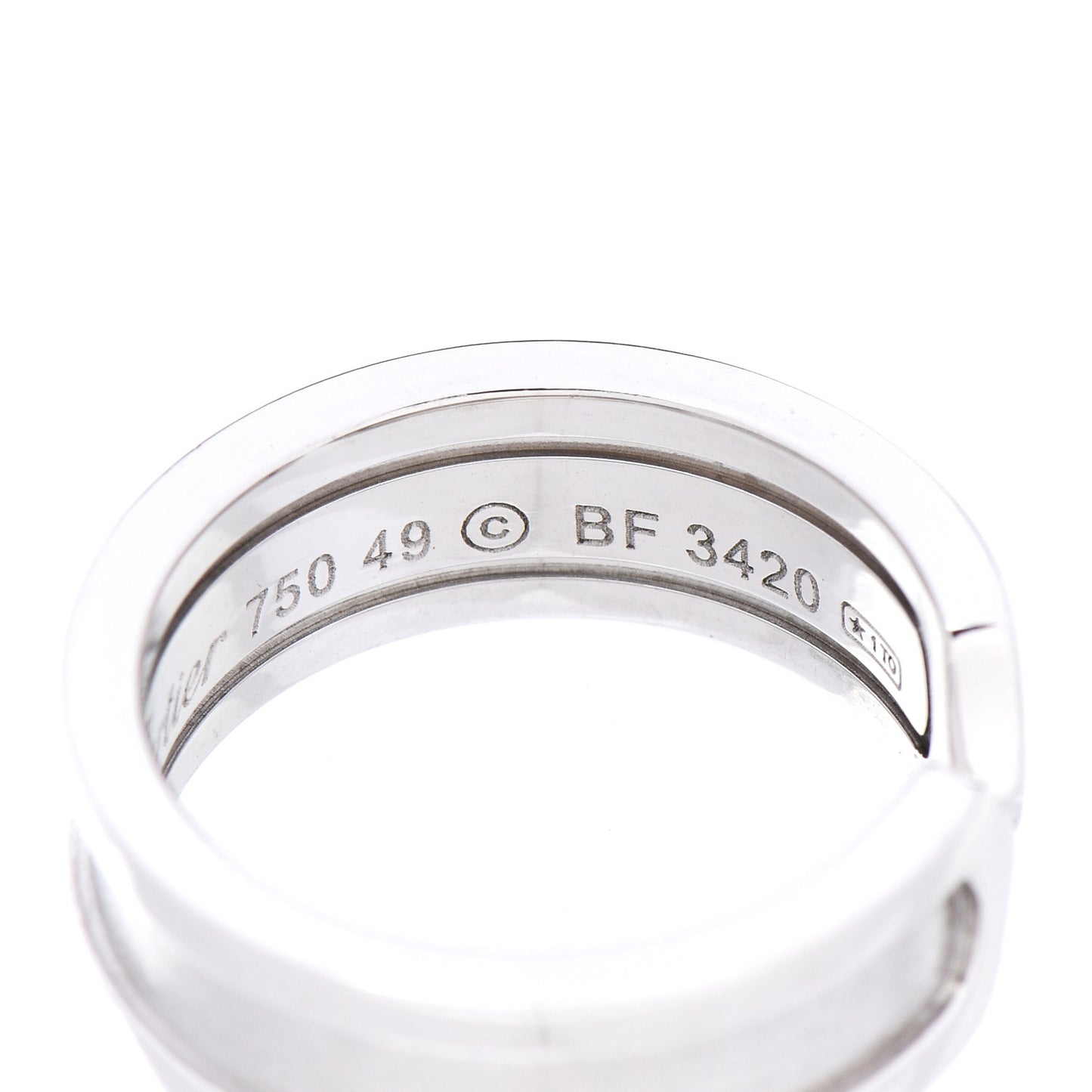 18K White Gold 6.5mm C De Cartier Ring 49 4.75