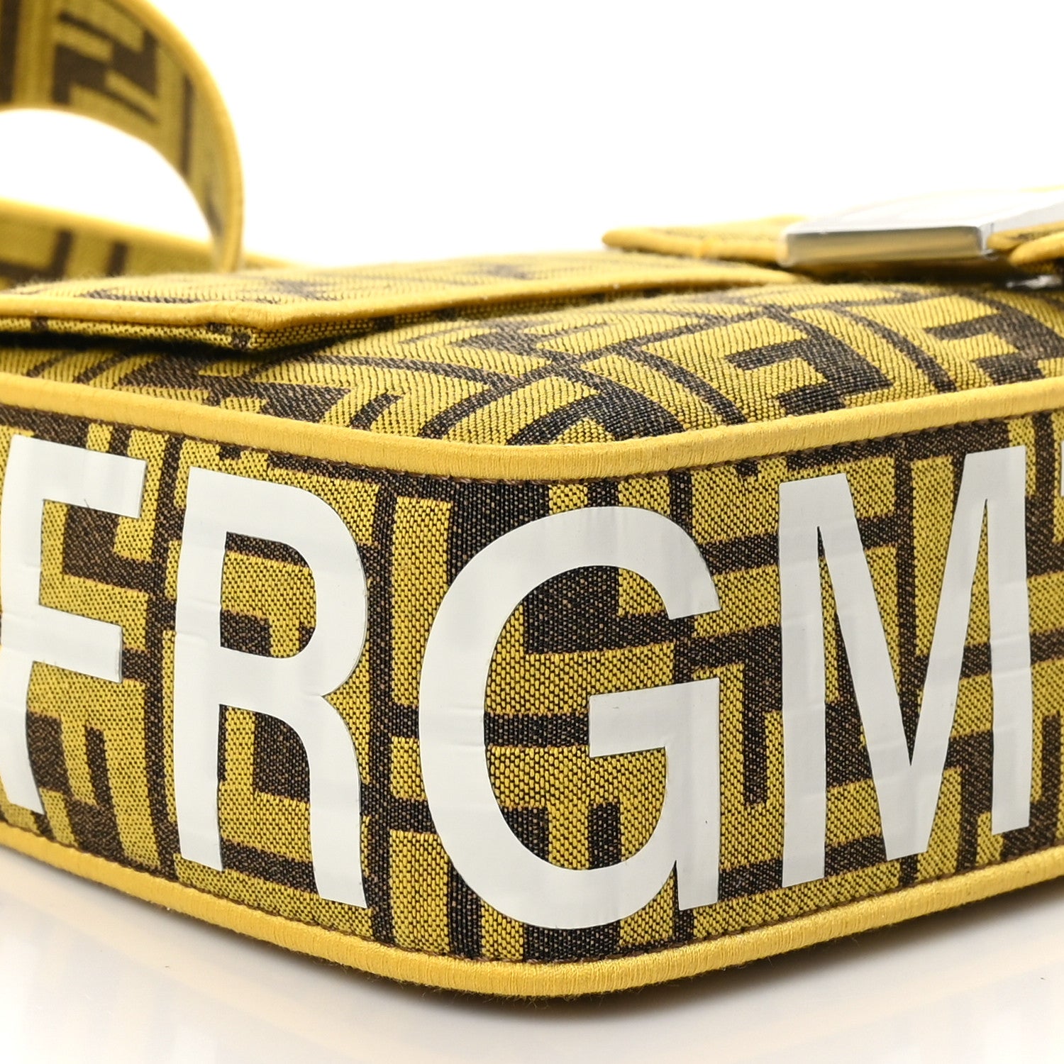 Fendi x FRGMT Woven Fabric Jacquard FF Embroidered Baguette Mimosa 9 of 10