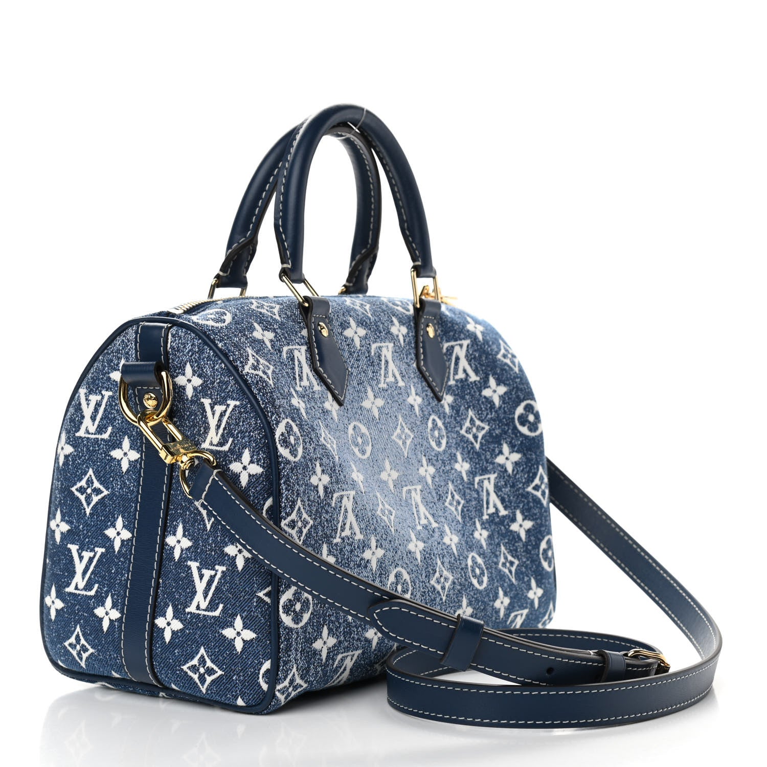 Louis Vuitton Monogram Jacquard Denim Speedy Bandouliere 25 Bleu 3 of 10