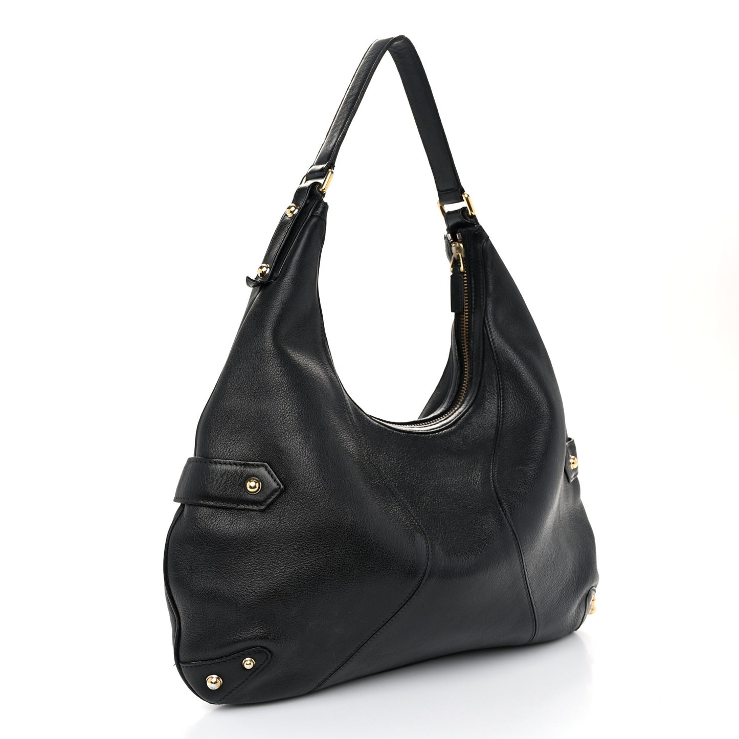 Calfskin Horsebit Chain Hobo Black
