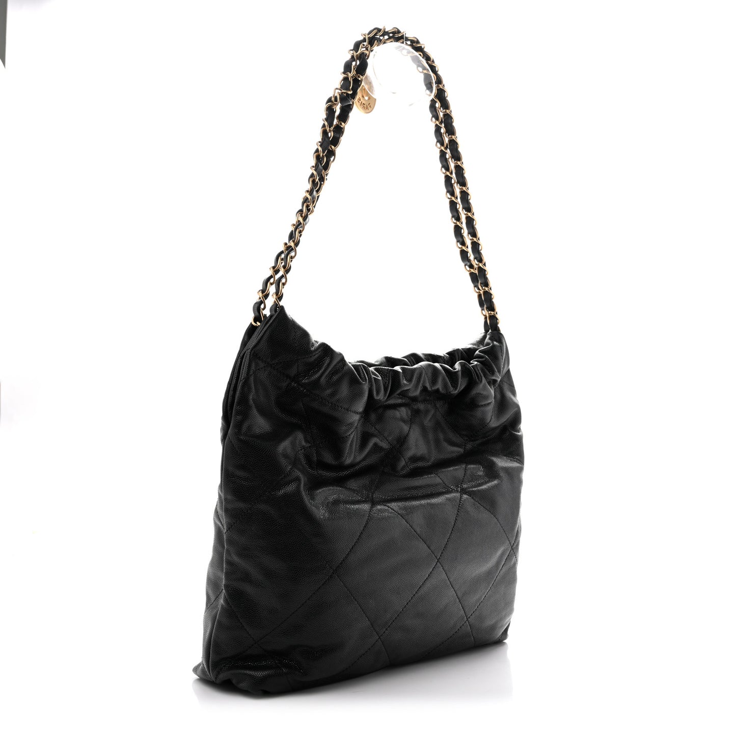 Shiny Caviar Quilted Monochrome Small Chanel 22 Black