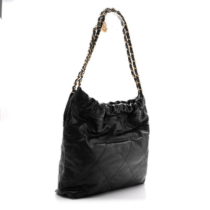 Chanel Shiny Caviar Quilted Monochrome Small Chanel 22 Black 4 of 12