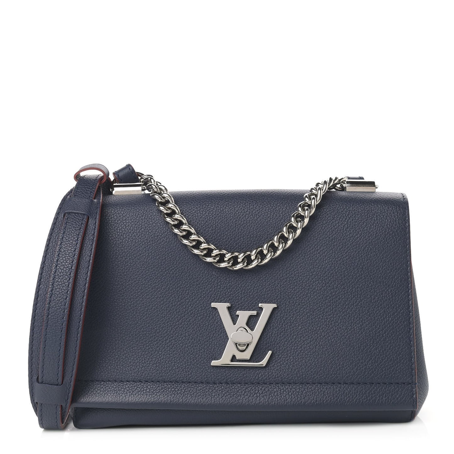 Calfskin Lockme II Chain Bag BB Marine Rouge