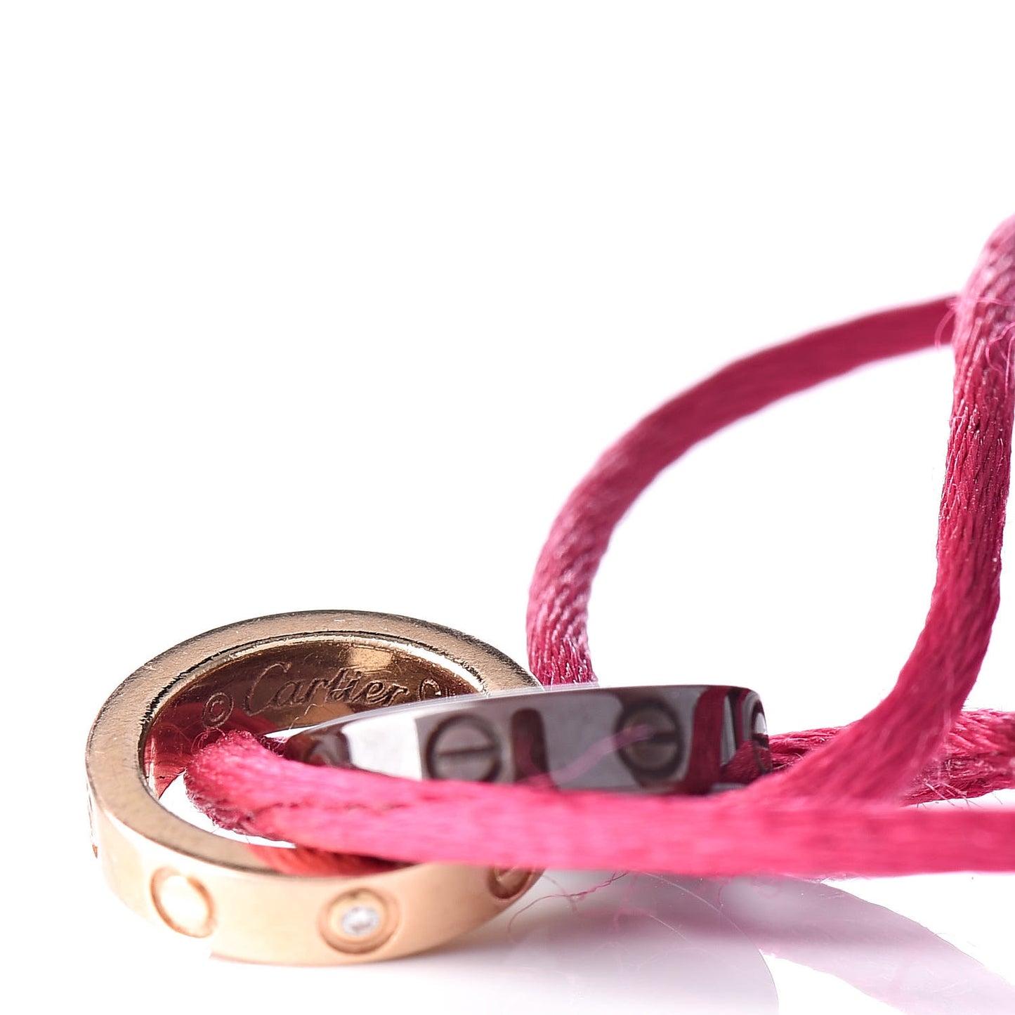 18K Pink Gold Brown Ceramic 4 Diamond LOVE Cord Bracelet Magenta