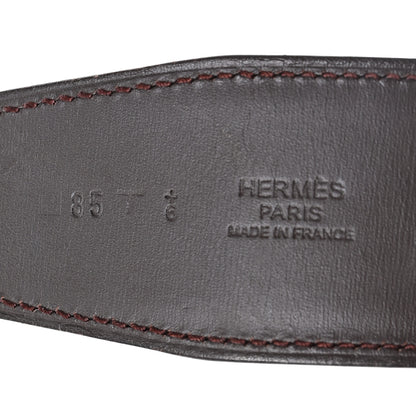 Hermes Swift Epsom Medor H Belt 85 34 Chocolate Rouge Casaque 3 of 4