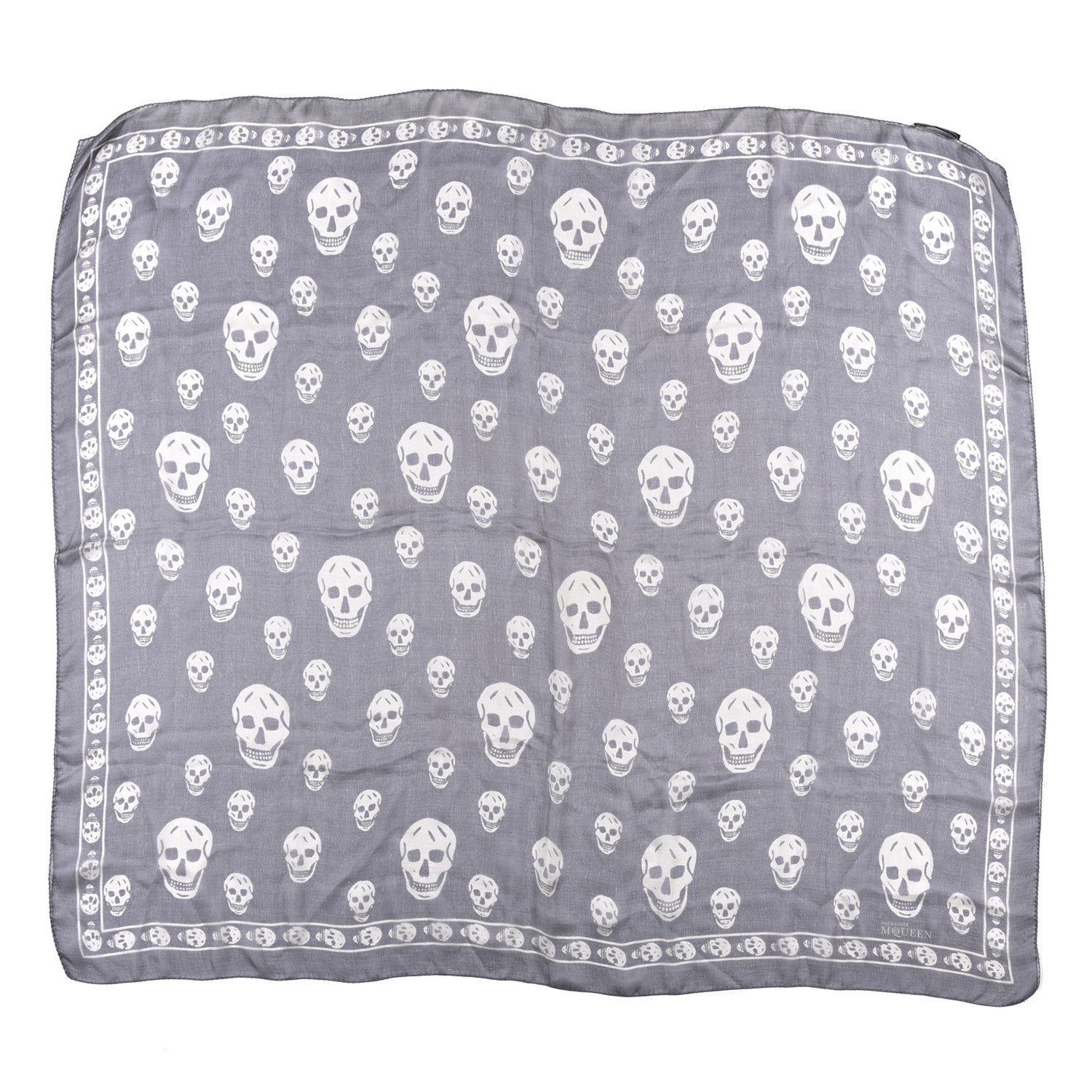Alexander McQueen Silk Chiffon Skull Scarf Grey 1 of 4