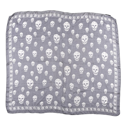 Alexander McQueen Silk Chiffon Skull Scarf Grey 1 of 4