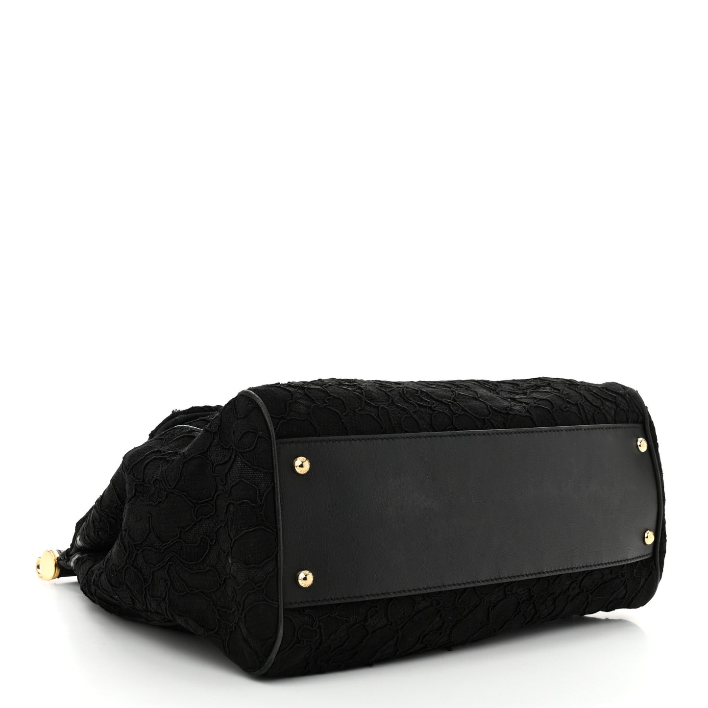 Calfskin Lace Miss Sicily Satchel Black