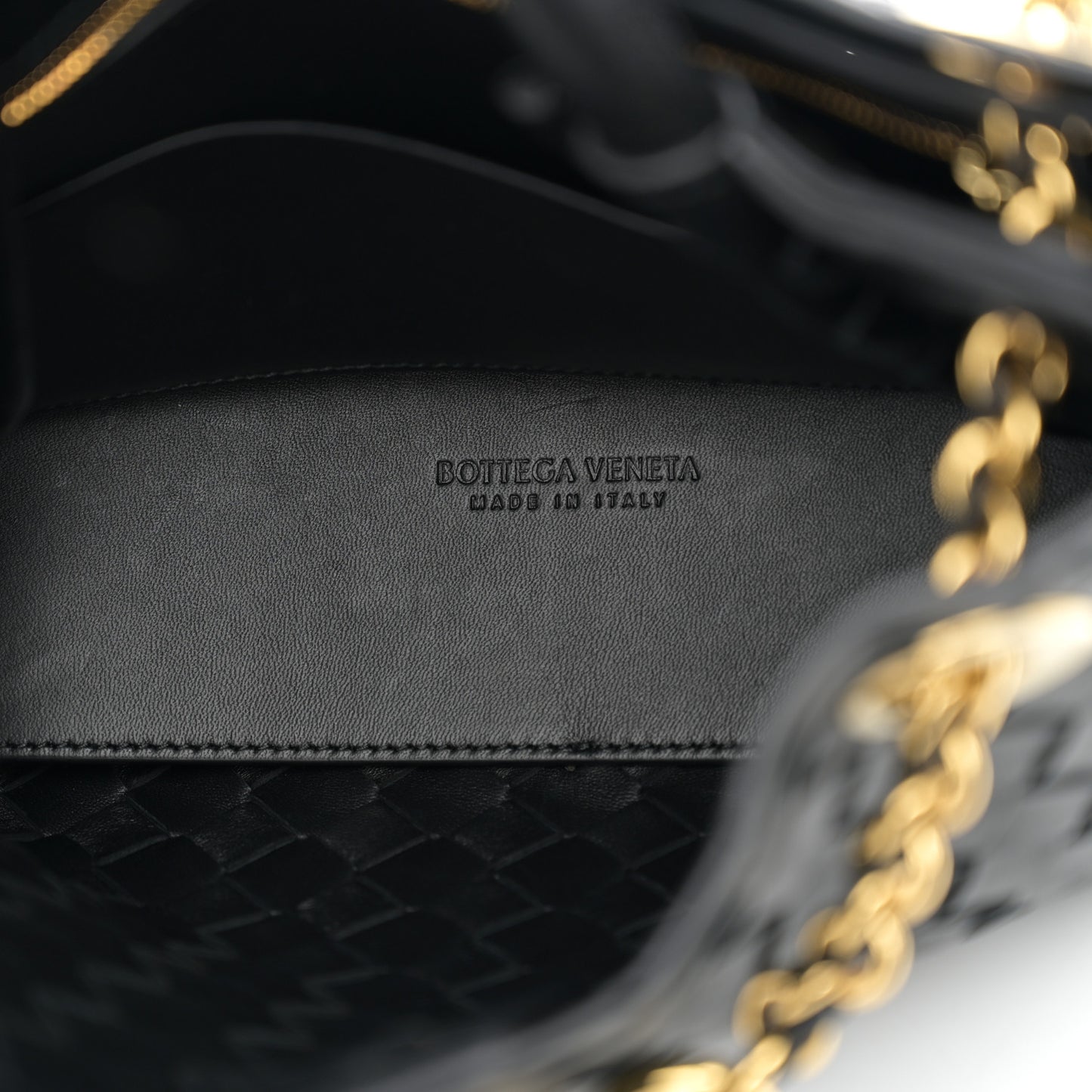 Nappa Intrecciato Small Andiamo With Chain Shoulder Bag Black