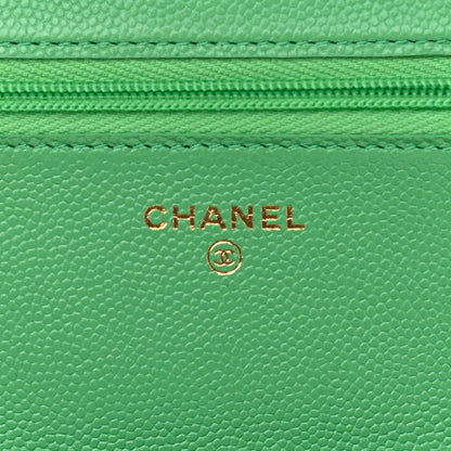 Chanel Caviar Quilted Wallet On Chain WOC Light Green 5 of 10