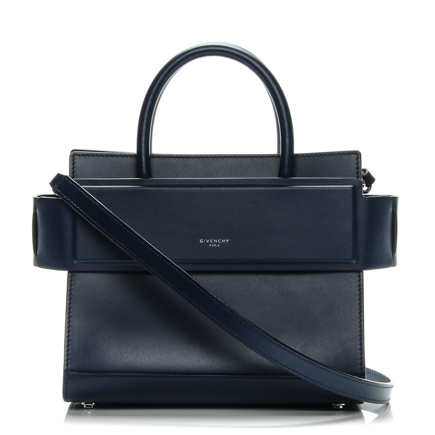Smooth Calfskin Mini Horizon Satchel Navy