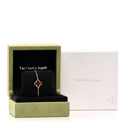 Van Cleef & Arpels 18K Rose Gold Carnelian Sweet Alhambra Bracelet 4 of 4