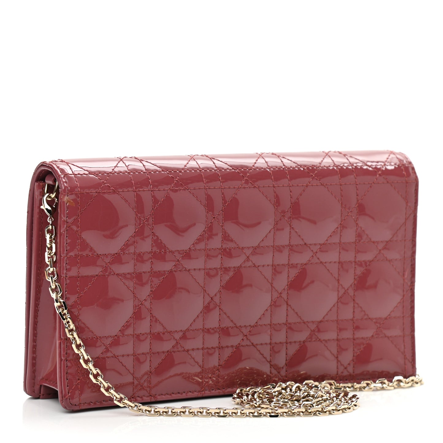 Patent Cannage Lady Dior Clutch Mallow Rose