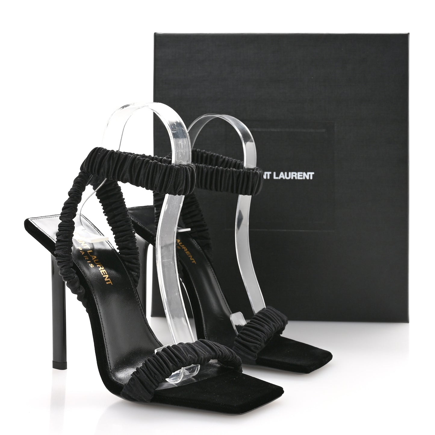 Crepe Satin Pam 110 Sandals 37 Black