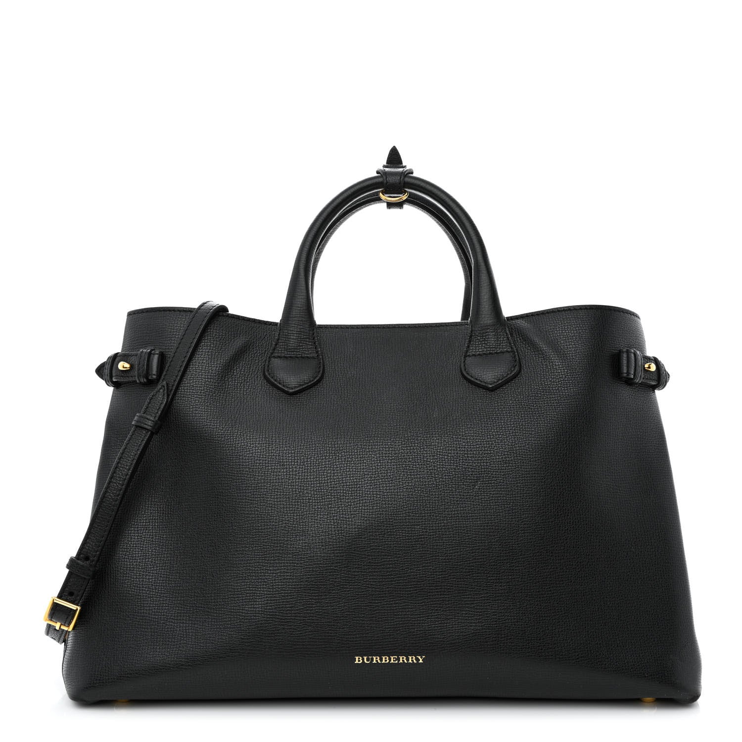 Burberry Grainy Calfskin House Check Large Banner Tote Black 1 of 21