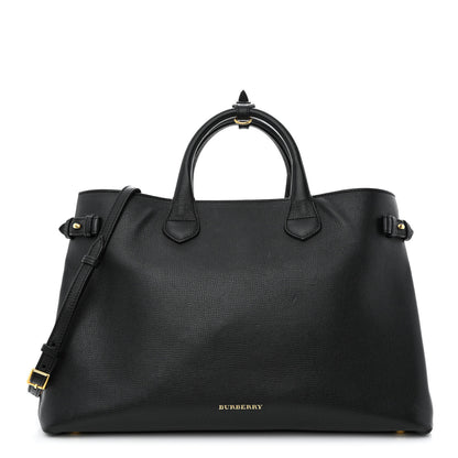 Burberry Grainy Calfskin House Check Large Banner Tote Black 1 of 21