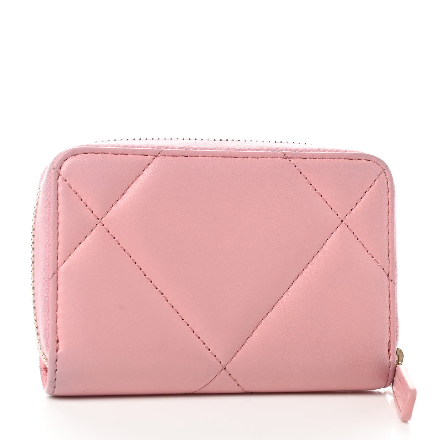 Chanel Lambskin Quilted Chanel 19 Zip Around Coin Purse Wallet Light Pink 3 of 8