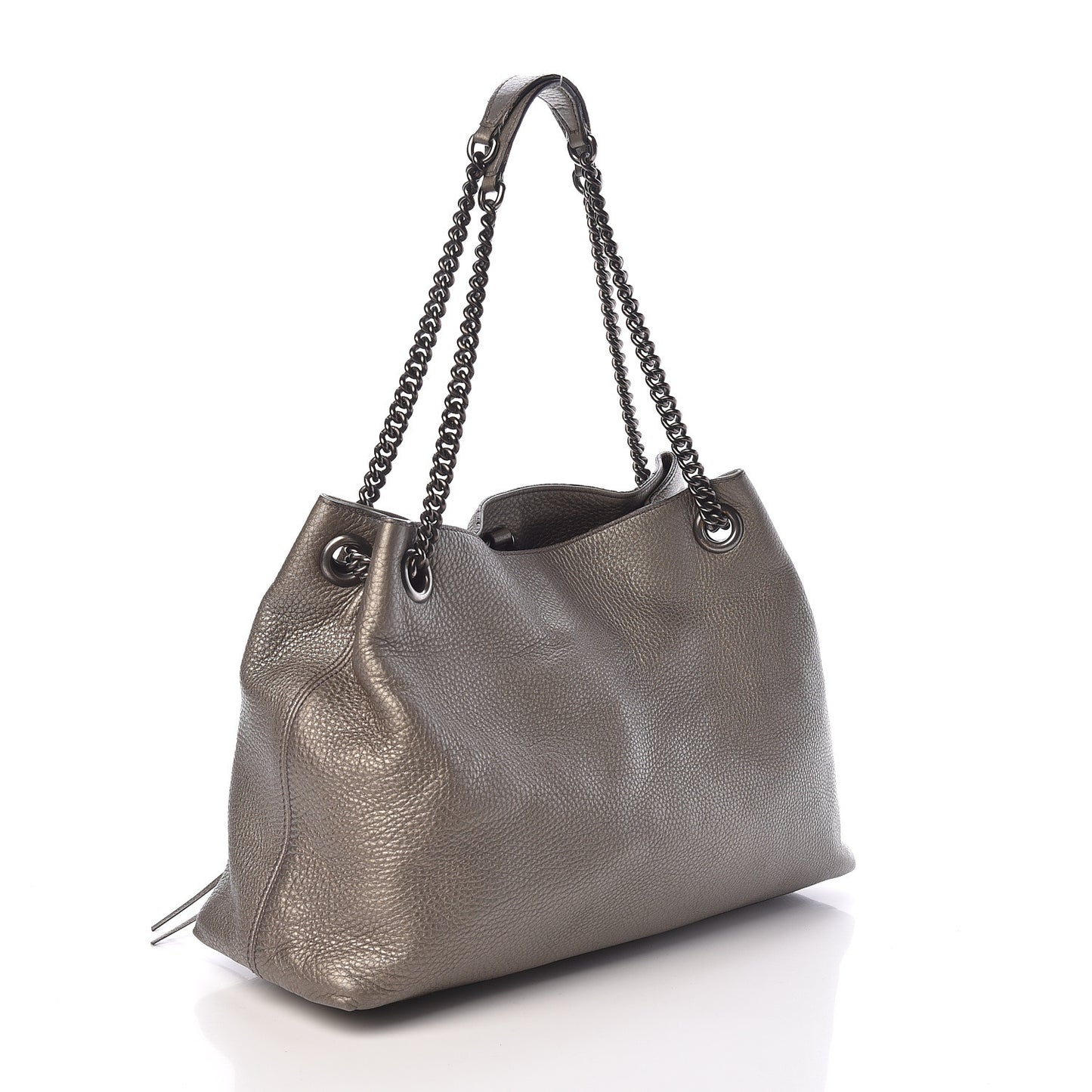 Metallic Pebbled Calfskin Medium Soho Chain Shoulder Bag Sasso
